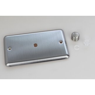 Varilight Classic 1-Gang Matrix Kit For Rotary Dimmers (Twin Plate)  Matrix Matt Chrome Brushed Steel Knob