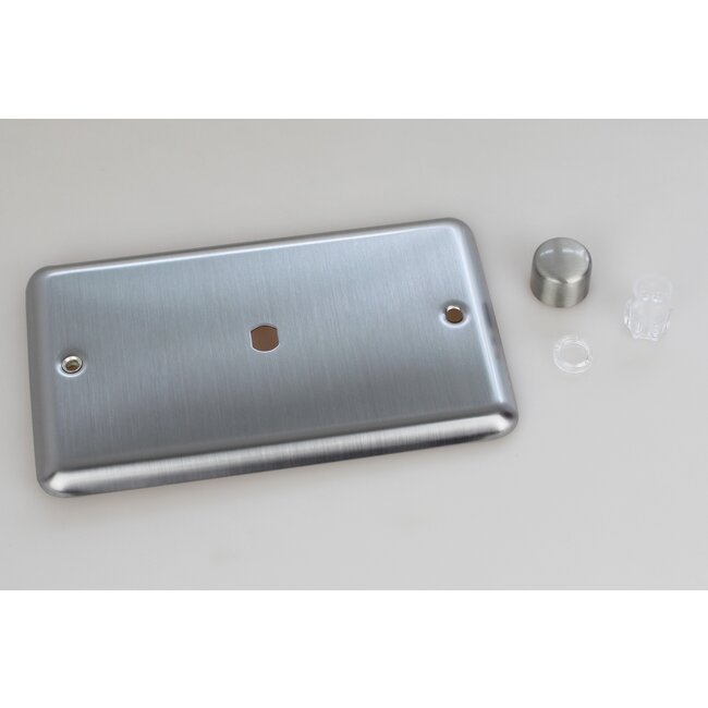 Varilight Classic 1-Gang Matrix Kit For Rotary Dimmers (Twin Plate)  Matrix Matt Chrome Brushed Steel Knob