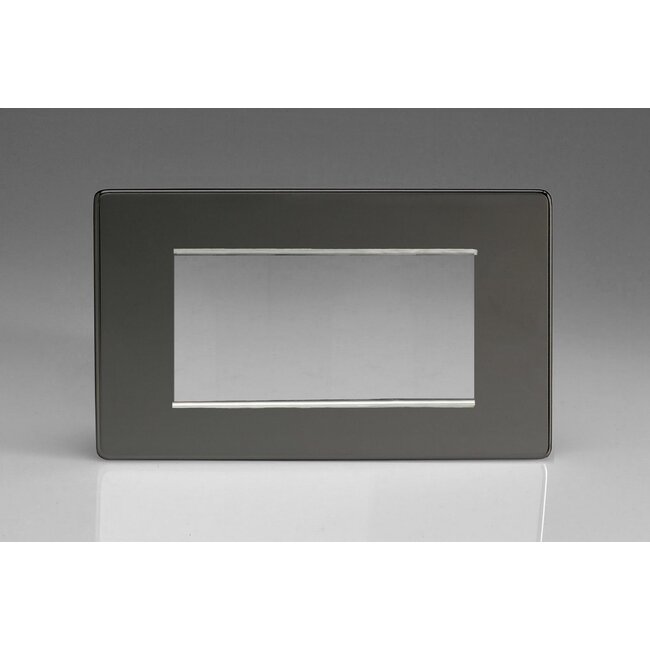 Varilight Screwless DataGrid Twin Plate (4 Grid Spaces)  Iridium