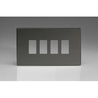 Varilight Screwless 4-Gang Screwless PowerGrid Plate including Yoke (Twin Plate)  Iridium
