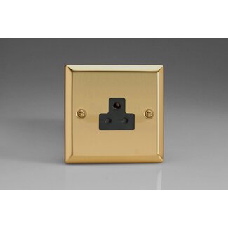 Varilight Classic 1-Gang 2A Round Pin Socket Black Victorian Brass Black Insert