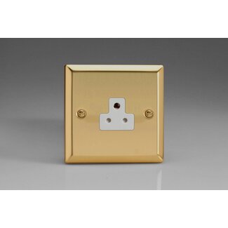 Varilight Classic 1-Gang 2A Round Pin Socket White Victorian Brass White Insert