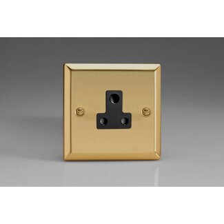 Varilight Classic 1-Gang 5A Round Pin Socket  Black Victorian Brass Black Insert
