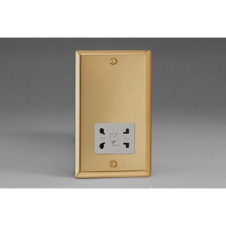 Varilight Classic Dual Voltage Shaver Socket 230V/115V White Victorian Brass White Insert