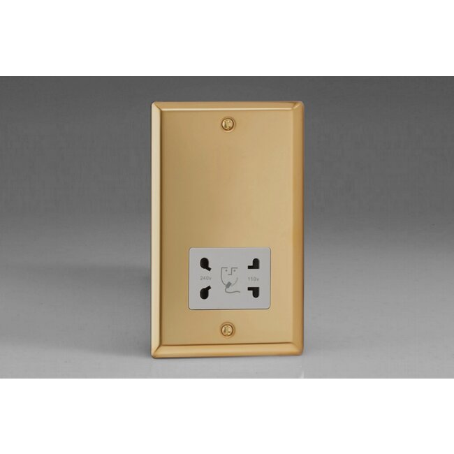 Varilight Classic Dual Voltage Shaver Socket 230V/115V White Victorian Brass White Insert