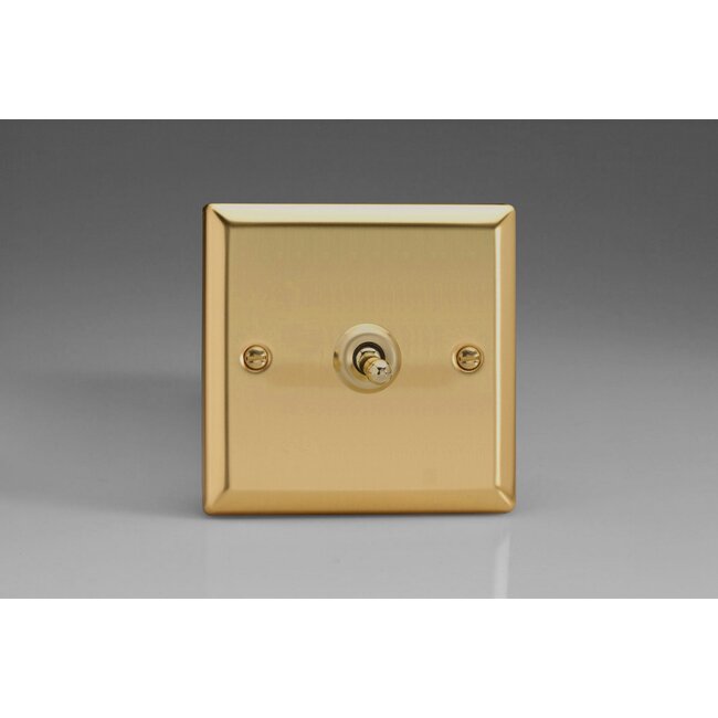 Varilight Classic 1-Gang 10A 1- or 2-Way Toggle Switch Decorative Victorian Brass Brass Toggle