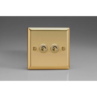 Varilight Classic 2-Gang 10A 1- or 2-Way Toggle Switch Decorative Victorian Brass Brass Toggles