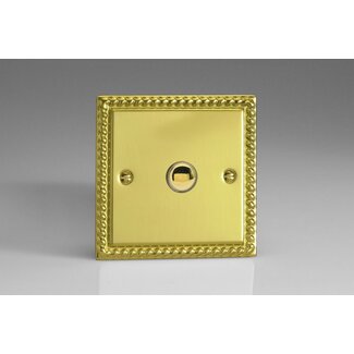 Varilight Classic 1-Gang 6A 1- or 2-Way Push-On/Off Impulse Switch Decorative Georgian Brass Brass Button