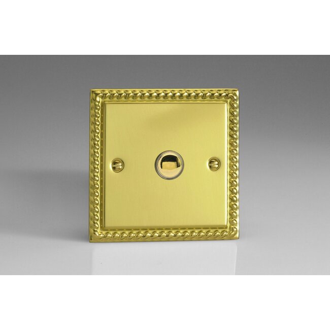 Varilight Classic 1-Gang 6A 1- or 2-Way Push-On/Off Impulse Switch Decorative Georgian Brass Brass Button