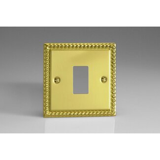 Varilight Classic 1-Gang PowerGrid Plate including Yoke (Single Plate)  Georgian Brass