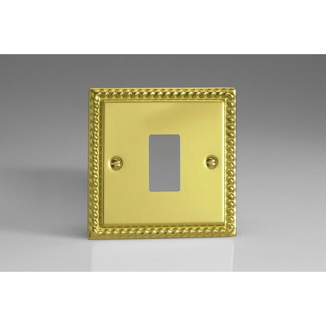 Varilight Classic 1-Gang PowerGrid Plate including Yoke (Single Plate)  Georgian Brass