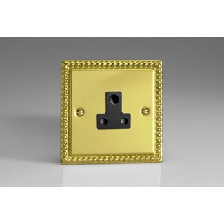 Varilight Classic 1-Gang 5A Round Pin Socket  Black Georgian Brass Black Insert