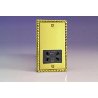 Varilight Classic Dual Voltage Shaver Socket 230V/115V Black Georgian Brass Black Insert