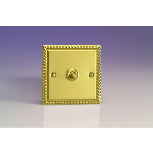 Varilight Classic 1-Gang 10A 1- or 2-Way Toggle Switch Decorative Georgian Brass Brass Toggle
