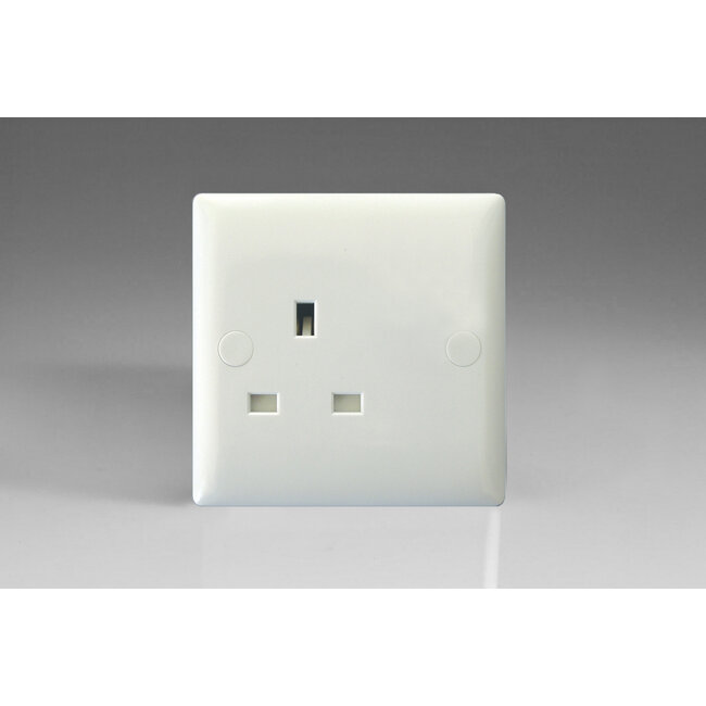 Varilight Value 1-Gang 13A Unswitched Socket  White Polar White White Inserts