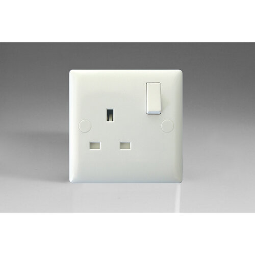 Varilight Value 1-Gang 13A Double Pole Switched Socket White Polar White White Inserts Varilight Value 1-Gang 13A Double Pole Switched Socket White Polar White White Inserts