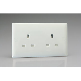 Varilight Value 2-Gang 13A Unswitched Socket White Polar White White Inserts