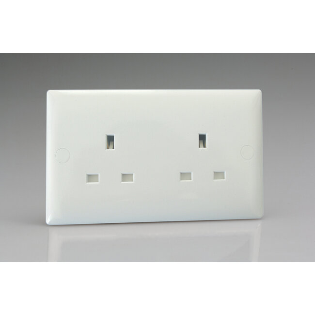 Varilight Value 2-Gang 13A Unswitched Socket White Polar White White Inserts