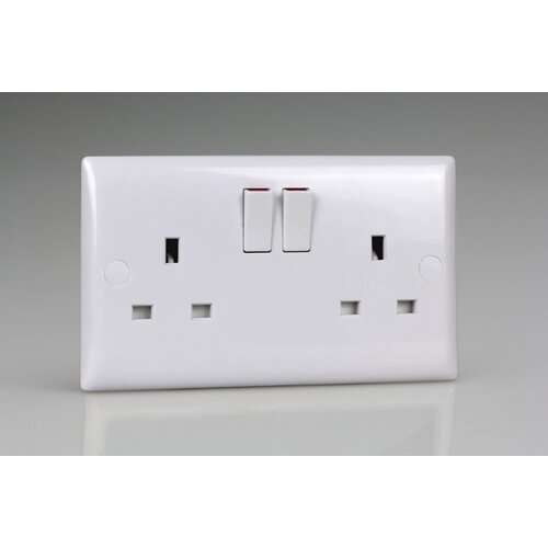 Varilight Value 2-Gang 13A Double Pole Switched Socket White Polar White White Inserts Varilight Value 2-Gang 13A Double Pole Switched Socket White Polar White White Inserts