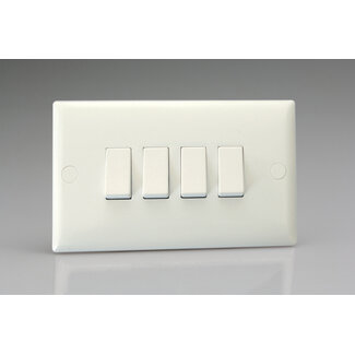 Varilight Value 4-Gang 10A 1- or 2-way Rocker Switch (Twin Plate) White Polar White White Rockers