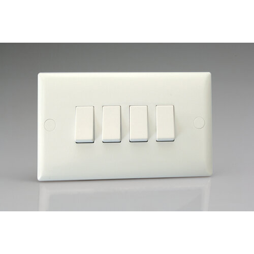 Varilight Value 4-Gang 10A 1- or 2-way Rocker Switch (Twin Plate) White Polar White White Rockers Varilight Value 4-Gang 10A 1- or 2-way Rocker Switch (Twin Plate) White Polar White White Rockers