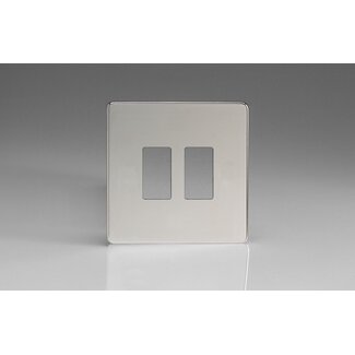 Varilight Screwless 2-Gang Screwless PowerGrid Plate including Yoke (Single Plate)  Polished Chrome