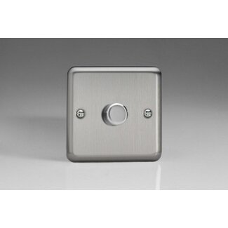 Varilight Classic 1-Gang 2-Way Push-On/Off Rotary LED Dimmer 1 x 0-120W (1-10 LEDs) V-Pro Matt Chrome Steel Knob