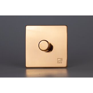 Varilight Screwless 1-Gang 2-Way Push-On/Off Rotary LED Dimmer 1 x 0-120W (1-10 LEDs) V-Pro Cu29 Raw Copper Cu29 Raw Copper Knobs