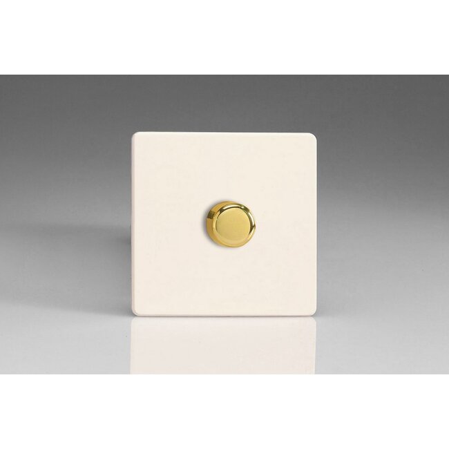 Varilight Screwless 1-Gang 2-Way Push-On/Off Rotary LED Dimmer 1 x 0-120W (1-10 LEDs) V-Pro Primed Brass Knob