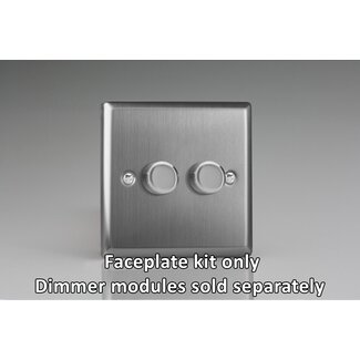 Varilight Classic 2-Gang Matrix Kit For Rotary Dimmers  Matrix Brushed Steel Steel Knob