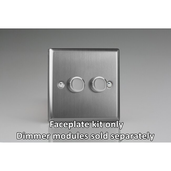 Varilight Classic 2-Gang Matrix Kit For Rotary Dimmers  Matrix Brushed Steel Steel Knob