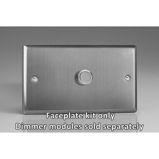 Varilight Classic 1-Gang Matrix Kit For Rotary Dimmers (Twin Plate)  Matrix Brushed Steel Steel Knob