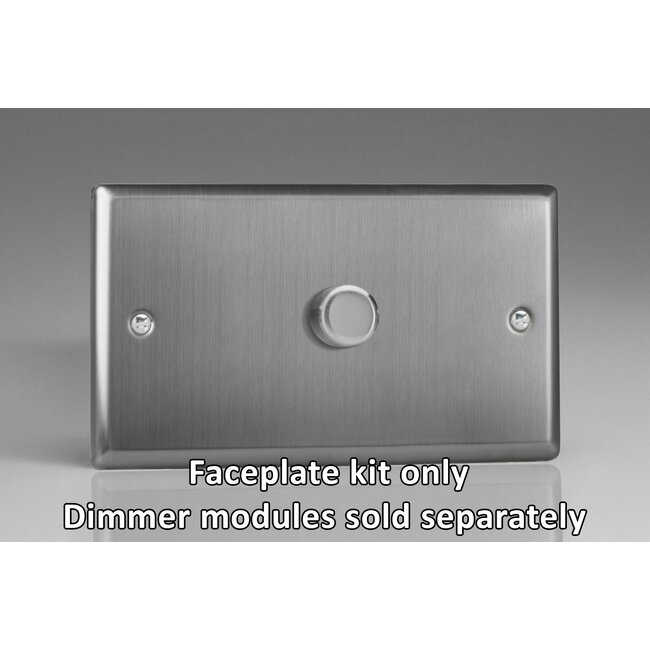 Varilight Classic 1-Gang Matrix Kit For Rotary Dimmers (Twin Plate)  Matrix Brushed Steel Steel Knob