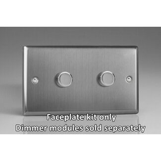 Varilight Classic 2-Gang Matrix Kit For Rotary Dimmers (Twin Plate)  Matrix Brushed Steel Steel Knob