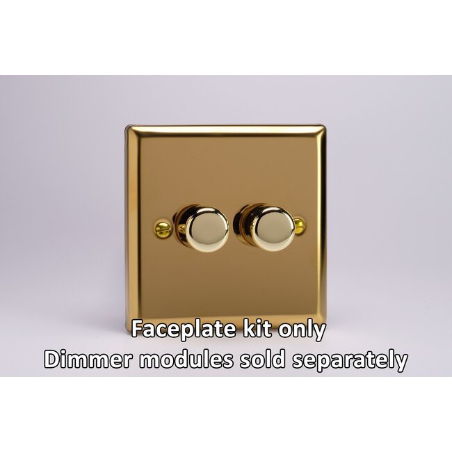 Varilight Classic 2-Gang Matrix Kit For Rotary Dimmers  Matrix Victorian Brass Brass Knobs