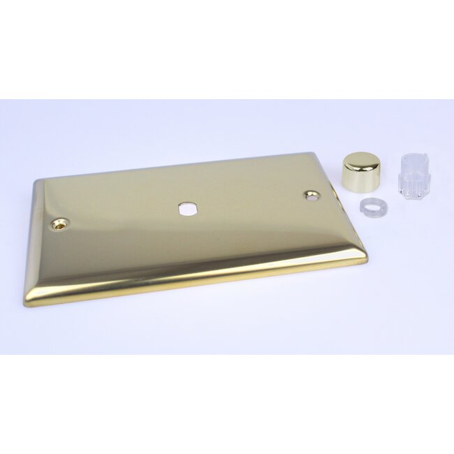 Varilight Classic 1-Gang Matrix Kit For Rotary Dimmers (Twin Plate)  Matrix Victorian Brass Brass Knob