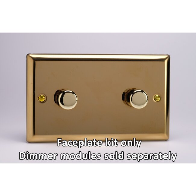 Varilight Classic 2-Gang Matrix Kit For Rotary Dimmers (Twin Plate)  Matrix Victorian Brass Brass Knobs