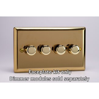 Varilight Classic 4-Gang Matrix Kit For Rotary Dimmers (Twin Plate)  Matrix Victorian Brass Brass Knobs