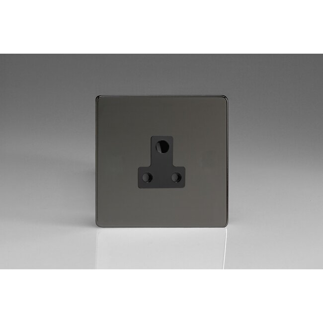 Varilight Screwless 1-Gang 5A Round Pin Socket  Black Iridium Black Insert