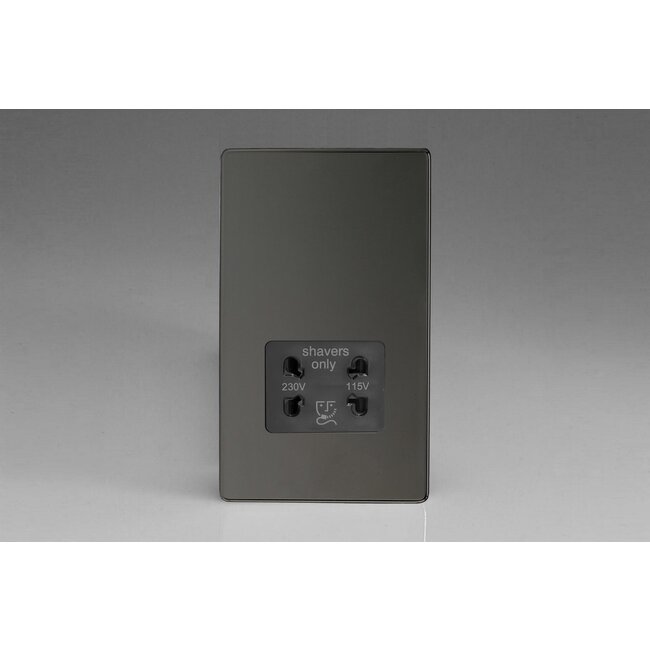 Varilight Screwless Dual Voltage Shaver Socket 230V/115V Black Iridium Black Insert