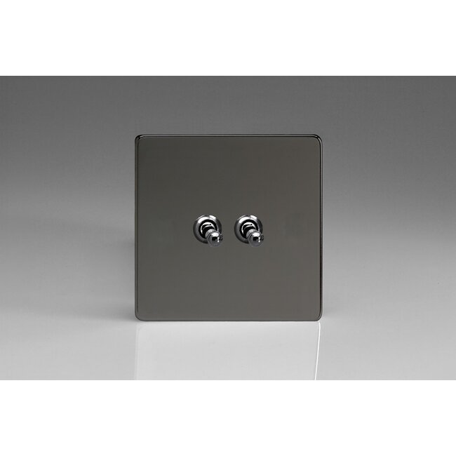 Varilight Screwless 2-Gang 10A 1- or 2-Way Toggle Switch Decorative Iridium Iridium Toggles