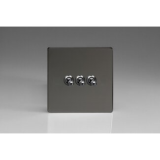 Varilight Screwless 3-Gang 10A 1- or 2-Way Toggle Switch Decorative Iridium Iridium Toggles