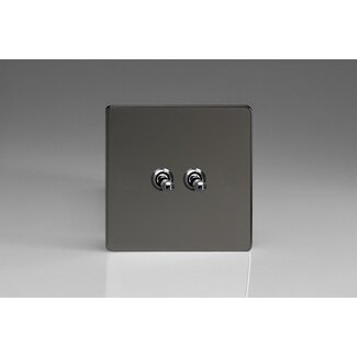 Varilight Screwless 2-Gang 10A Intermediate Toggle Switch Decorative Iridium Iridium Toggle