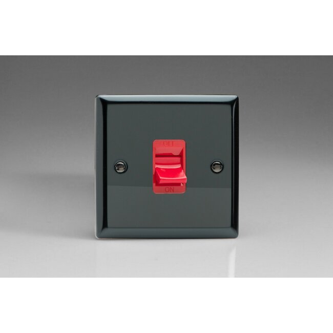 Varilight Classic 45A Cooker Switch (Single Plate, Red Rocker) Red Iridium Red Insert