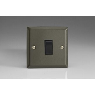 Varilight Classic 1-Gang 20A Double Pole Rocker Switch Black Graphite 21 Black Rocker