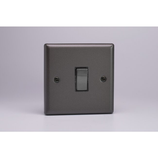 Varilight Classic 1-Gang 20A Double Pole Rocker Switch with Metal Rockers Iridium Graphite 21 Iridium