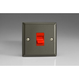 Varilight Classic 45A Cooker Switch (Single Plate, Red Rocker) Red Graphite 21 Red Insert