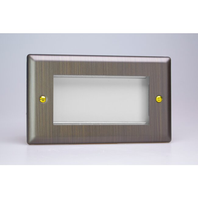 Varilight Urban DataGrid Twin Plate (4 Grid Spaces)  Antique Brass