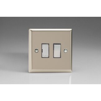Varilight Classic 13A Switched Fused Spur with Metal Inserts Decorative Satin Chrome Inserts