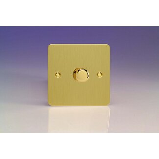 Varilight Ultraflat 1-Gang 2-Way Push-On/Off Rotary LED Dimmer 1 x 0-120W (1-10 LEDs) V-Pro Brushed Brass Brass Knob